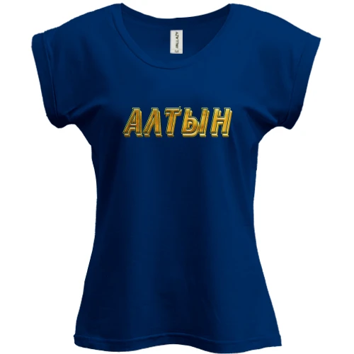 Футболка женская PANI, Синий, с надписью "Алтын"