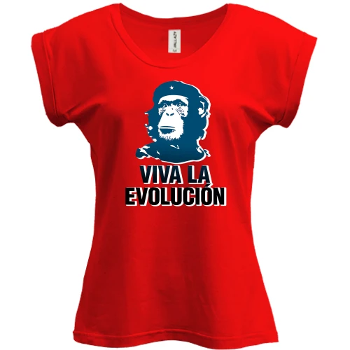 Футболка жіноча PANI, Червоний, з надписью "Viva la Evolution"