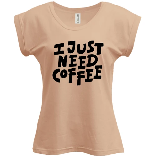 Футболка жіноча PANI, Чорний, з написом "I just need coffee"