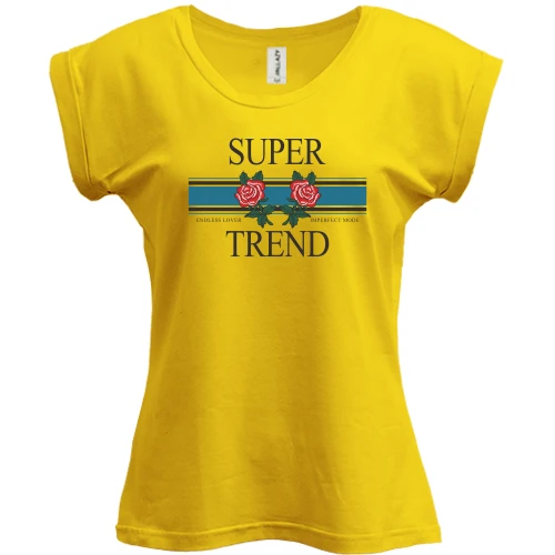 Футболка женская PANI, Желтый, с надписью "Super Trend"