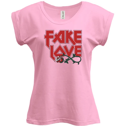 Футболка женская PANI, Белый, с надписью "Fake love"