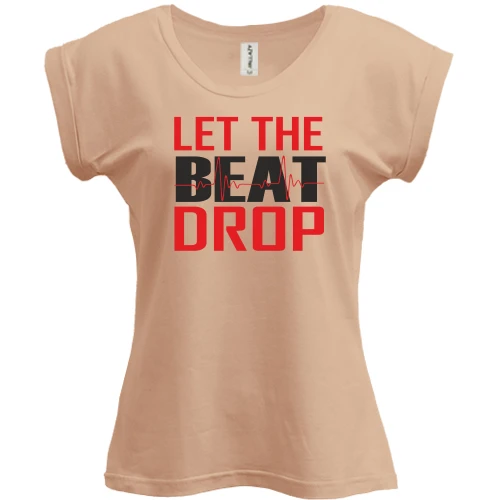 Футболка женская PANI, Бежевый, с надписью "Let me beat drop"