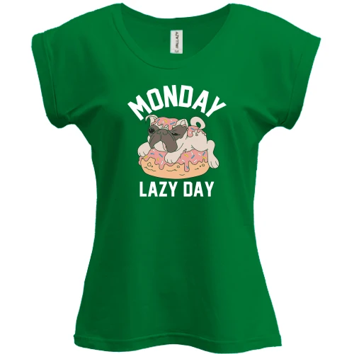 Футболка жіноча PANI, Зелений, Monday Lazy Day Собака