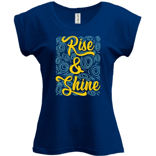 Футболка жіноча PANI, Синій, з написом "Rise & Shine"