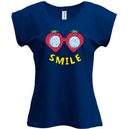 Футболка женская PANI, Синий, Smile Клубника