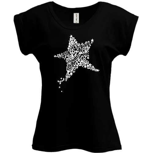 Футболка женская PANI, Черный, Peace Star Звезда