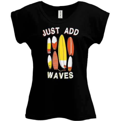 Футболка женская PANI, Черный, Just add waves Серфинг