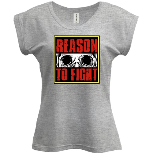 Футболка женская PANI, Серый меланж, Reason to fight Череп