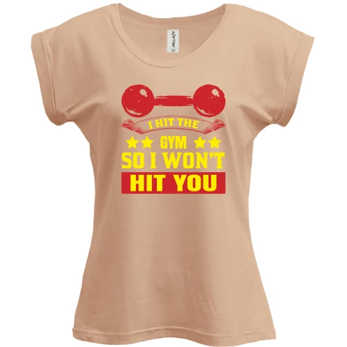 Футболка женская PANI, Черный, I hit the gym So I want hit you