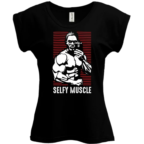 Футболка женская PANI, Черный, Selfie Muscle