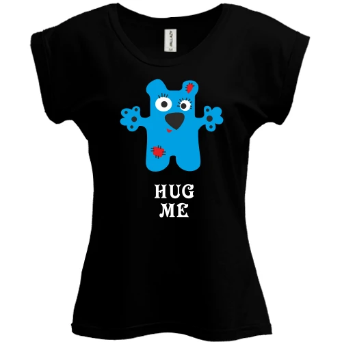 Футболка женская PANI, черный, Hug me Медведь
