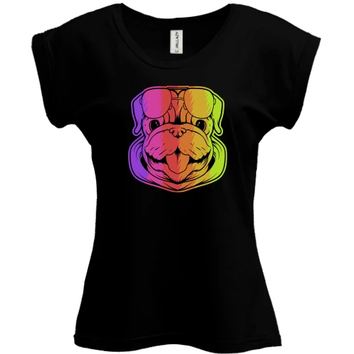 Футболка жіноча PANI, Чорний, Rainbow Dog