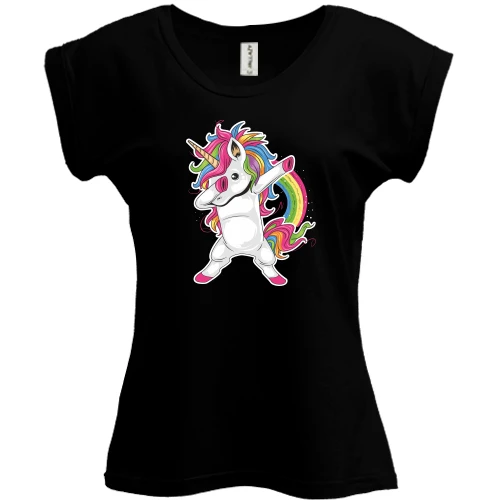 Футболка жіноча PANI, Чорний, Rainbow Unicorn