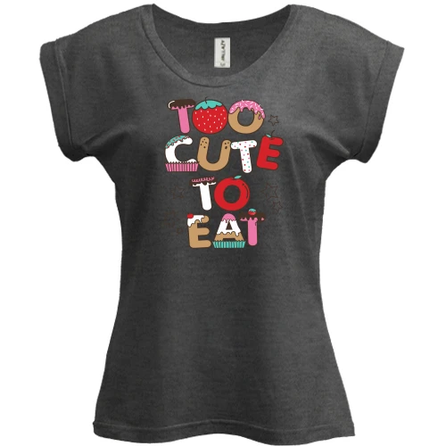 Футболка женская PANI, Серый меланж, Too cute to eat
