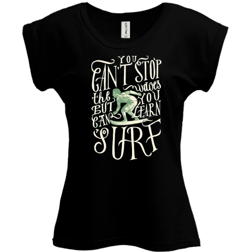 Футболка женская PANI, Черный, You can't stop Surf