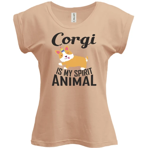 Футболка женская PANI, Белый, Corgi - is my spirit animal