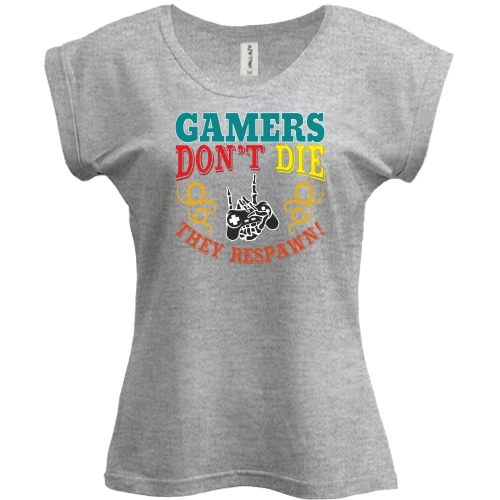 Футболка женская PANI, Серый меланж, Gamers not die
