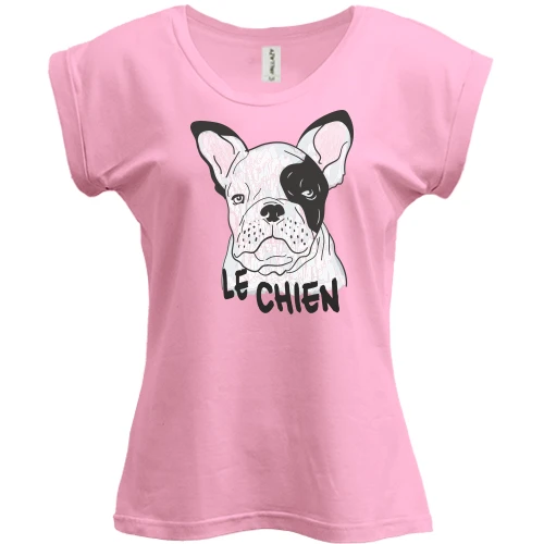 Футболка женская PANI, Белый, с надписью "Le Chien" и собакой