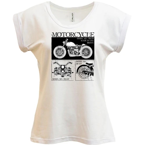 Футболка женская PANI Motorcycle Black and White