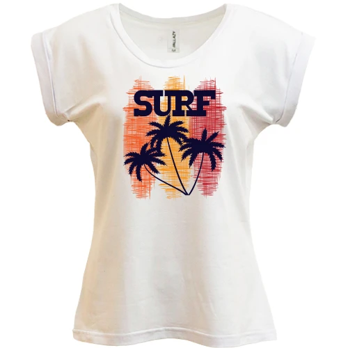 Футболка женская PANI, Белый, Surf and Palm trees