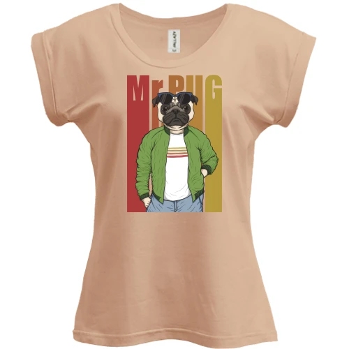 Футболка женская PANI, Белый, Mr Pug