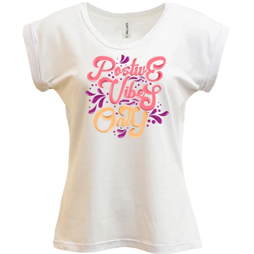 Футболка жіноча PANI, Білий, Positive vibe only