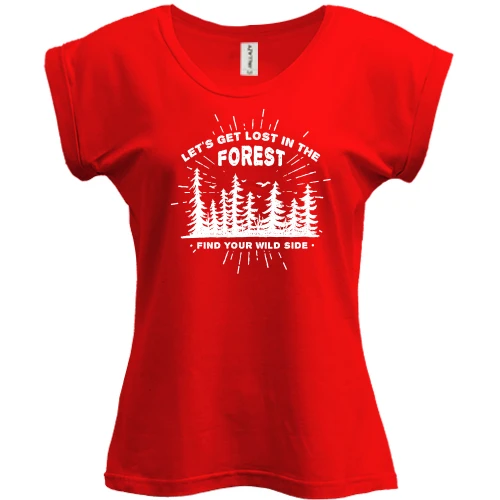 Футболка женская PANI, Красный, Let's get Lost in the Forest