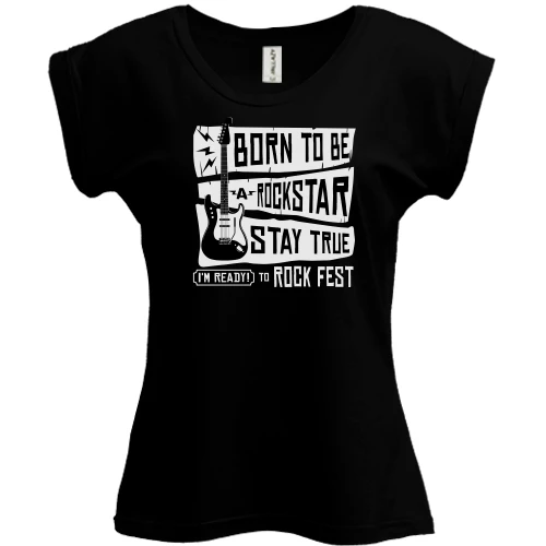 Футболка женская PANI, Черный, Born to be a Rockstar