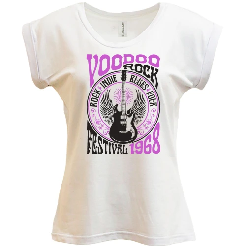 Футболка жіноча PANI, Білий, Voodoo Rock Festival 1968