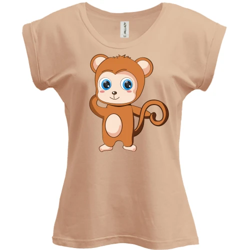 Футболка жіноча PANI, Чорний, Cute Baby Monkey