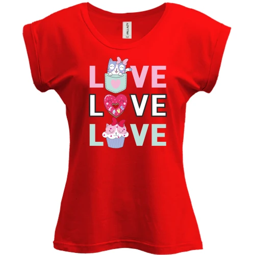 Футболка женская PANI, Красный, Love Love Love