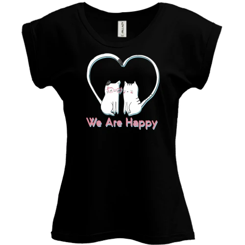 Футболка женская PANI, Черный, We Are Happy Cats