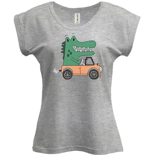 Футболка женская PANI Crocodile in the car