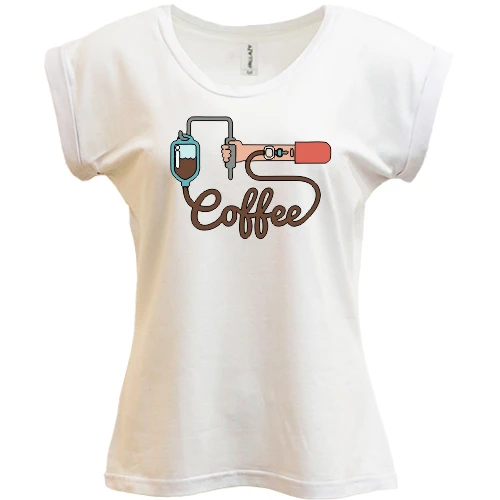 Футболка жіноча PANI, Білий, Coffee in my Blood