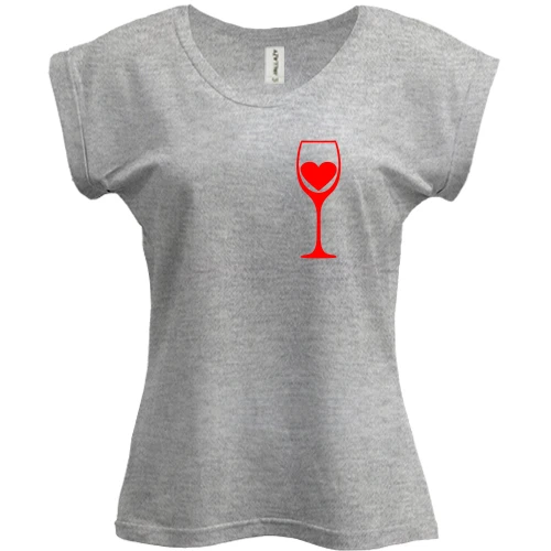 Футболка женская PANI, Серый меланж, Wine is my heart