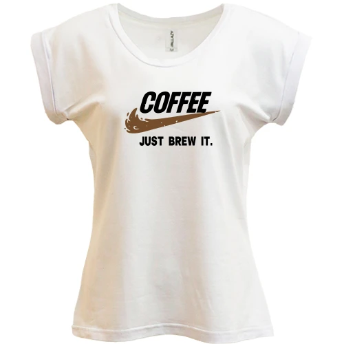 Футболка жіноча PANI, Білий, COFFEE. Just brew it.