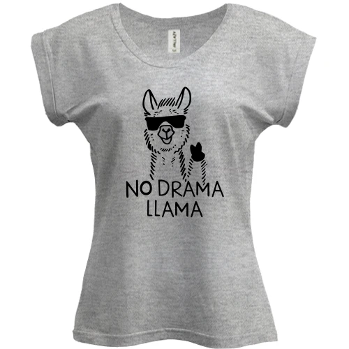 Футболка женская PANI, Серый меланж, no drama llama.