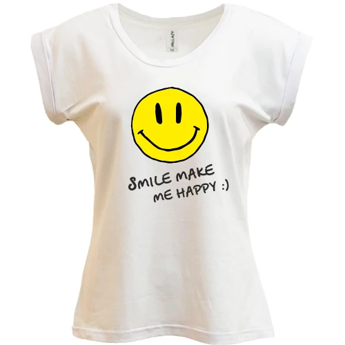 Футболка женская PANI, Белый, Smile Make me happy