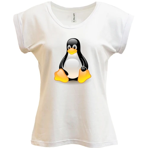 Футболка женская PANI, Белый, с пингвином Linux