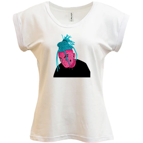 Футболка жіноча PANI, Білий, Morgenstern fan artaMorgenstern with blue dreadlocks art