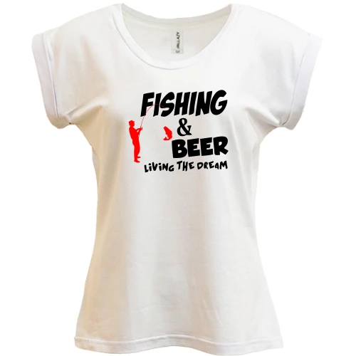 Футболка женская PANI, Белый, Fishing and beer