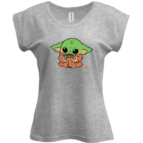 Футболка женская PANI, Серый меланж, Baby Yoda.