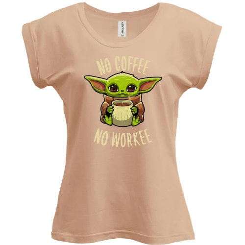 Футболка жіноча PANI Baby Yoda No coffee No work