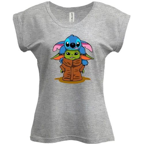 Футболка женская PANI Stitch and Baby Yoda