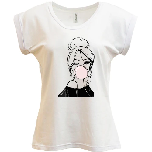 Футболка жіноча PANI, Білий, Girl with babble gum art