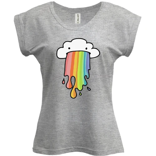 Футболка женская PANI, Серый меланж, Rainbow cloud