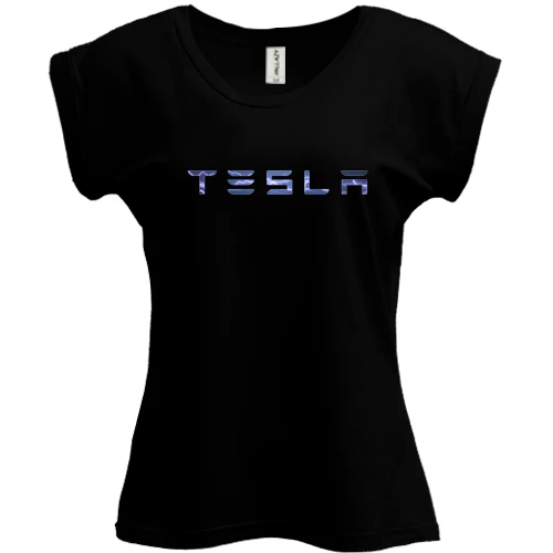 Футболка женская PANI, Черный, с лого Tesla (молнии)
