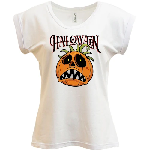 Футболка женская PANI, Белый, Halloween с тыквой