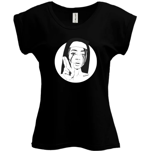Футболка женская PANI, Черный, Nun with black tears
