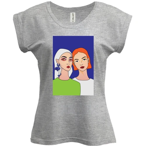 Футболка жіноча PANI, Сірий меланж, Blonde and redhead